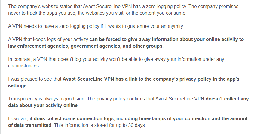 Does Avast SecureLine VPN Keep Logs